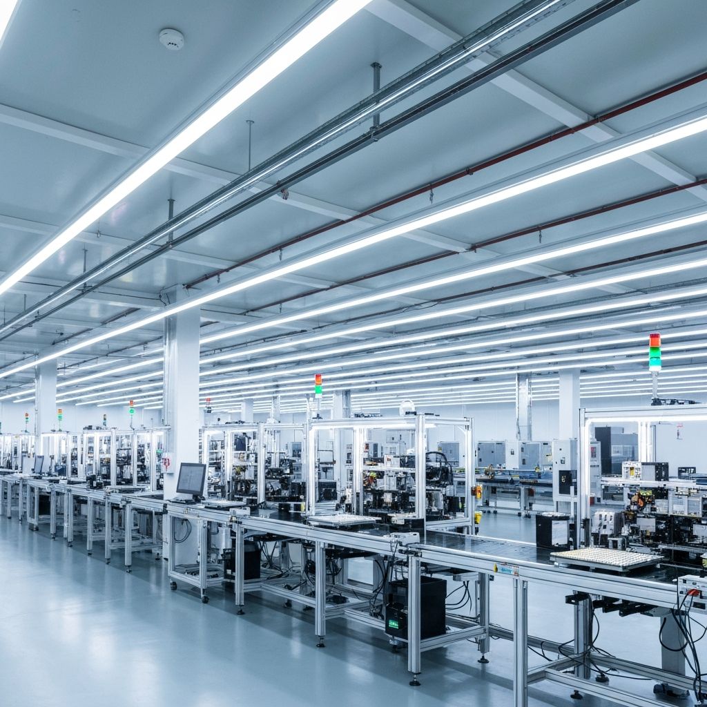 Modern LED manufacturing facility with energy-efficient lighting